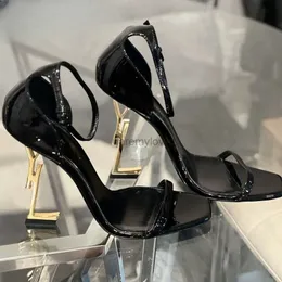 Slingback klackar designer kvinnors stilettos opyum kvinnors sandaler klädskor klackar formella evenemangskor svart guld guld bröllop klackar