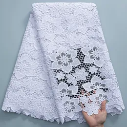 SJD Lace White Guipure Cord Lace Fabric مع الترتر 2024 عالي الجودة من الدانتيل الزفاف لفستان الزفاف النيجيري A3036 240420