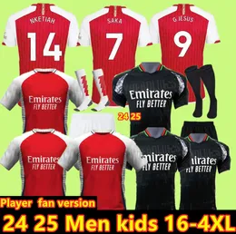 3xl 4xl 23 24 G. Jesus Saka Soccer Jerseys Fan Gracz Wersja Smith Rowe Odegaard Trossard Martinelli Kiwior Tomiyasu Arsen Jersey 2023 2024 Football Shirt Men Kids Kids Kids Kids