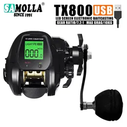 Samolla Baitcasting بكرة الصيد الإلكترونية شاشة LED كبيرة عالية السرعة 7.2 1 كيلوغرام من المياه المالحة المقاومة للماء عجلة الطبول صب 240417
