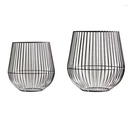 Portabandine 2pcs in stile nordico filo nero in rete di tealight decorazioni a LED