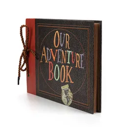 Amazon Patlamalı DIY Fotoğraf Albümü Seyahat Scrapbook Adventure Vintage Kraft Kağıt Halat Gevşek yaprak Albüm Stok