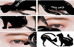 2PCS Women Cat Line Line Eyeliner Stencils Pro Eye Makeup Makeup Tool template model Shaper Model There