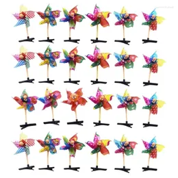 Hårklämmor Pack med 24 färgglada pinhjulsklämmor Windmills Barrettes Delicate Ornament Unika klämmor smycken