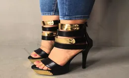 Laigzem Fashion Sandals Sandały Otwórz palce platforma zamka błyskawicznego Sandały Wysokie Obrazy Sandały żeńskie sapato feminino buty kobieta duże rozmiar 5012918