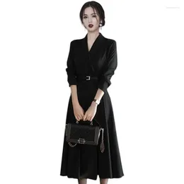 Casual Dresses Spring Autumn Elegant Slim Formal Vestidos Para Mujer Occasion Office Lady Long Blazer Dress Robe Femmes Outfits