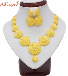 Earrings Necklace Adixyn India Gold ColorCopper Jewelry Sets Choker AfricanNigerian Bridal Wedding Accessories Gift N060812141708