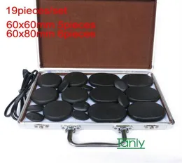 19pcs Set Massage Stones Massage Lava Natural Energy Massage Stone Set Spa Rock Basalt Stone с нагревателем Box234Z8381803