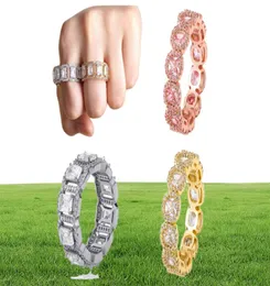 18 тыс. Золото белое золото полное CZ Cz Cubic Circonia Cluster Tennis Tennis out Rings Baguetee Bling Diamond Hip Hop Рэппер подарки для ювелирных изделий для 8546863