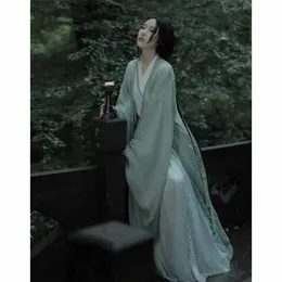 Abbigliamento etnico di grandi dimensioni 4xl abito Hanfu Donne cinese costume tradizionale costume estate verde abito verde antico set da 2 pc Hanfu da 2 pc plus 3xl