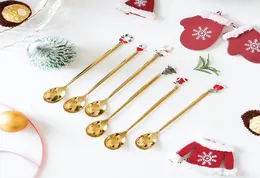 Nytt år 2021 Metal Merry Christmas Spoons Xmas Party Tabellery Ornament Juldekorationer för Home Table Navidad Noel Gift D3550026