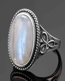 Natural Moonstone for Women039s Silver 925 Jewelry Vintage Party Rings med 11x17mm Big Oval Gemstone Gifts Whole2527839