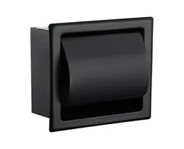 Porta di carta da toilette neri incassati da altezza tutto il metallo 304 in acciaio inossidabile scatola da bagno a doppia parete per bagno 2009238957486