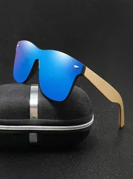 Wood Sunglasses Square Bamboo dla kobiet mężczyzn lustro okularów słonecznych ponadwymiarowe retro de sol masculino ręcznie 3949572