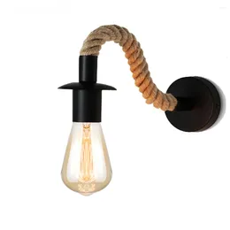 Lampada a parete Vintage E27 Rope Retro Sconce Light Segnugge la camera da letto moderna nordica accanto al soggiorno per l'illuminazione dell'arredamento per la casa