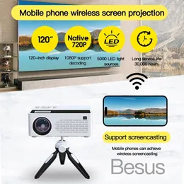 Besus J12C Mate Mini Projector 5000 Lumens Portable Native Native 720p i 24G WiFi obsługa 1080p z TV Stick SmartphoneHDUSBAV 240419
