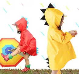 Portable Boys Girls Windproof Waterproof Wearable Poncho Kids Cute Dinosaur Shaped Hooded Children Yellow Red Raincoats DH07521790513