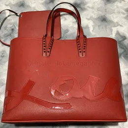 Mulheres Luxo Moda Moda Sólida Bolsa de cor letra inferior Designer Totas Rivet Bolsas compostas de couro genuíno Cartoon de compras de bolsa com pequenos tons vermelhos