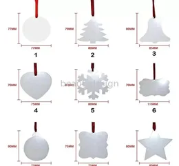 クリスマス昇華空白飾り二重飾り描かれたクリスマスツリーペンダントマルチシェイプアルミニウムプレートメタルハンギングタグホリデーdecorati6705360
