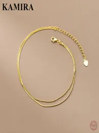 Kamira Real 925 srebrny srebrny vintage prosty podwójna warstwowa koraliki kostki Bone Bell For Women Wedding 18K Gold Fine Jewelry2779935