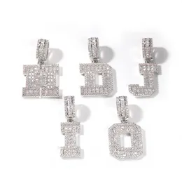 AZ Single Solid Letters Big Zircon Baguette Anhänger Hip Hop Gold Farbkette Schmuck 5506322