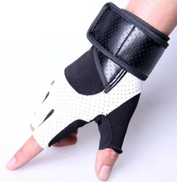 Pu läder sömmar Guantes Gymhandskar Body Building Training Training Weight Lifting Fingerless Fitness Gloves For Men Women1455278