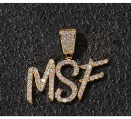 AZ Lettere di carattere a pennello Nome personalizzato Personalizzano catena a ciondolo Gold Silver Bling Zirconia Uomini hip hop a sospensione V49VT4113673