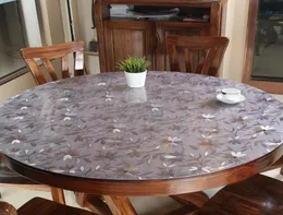 PVC TABLECLOTH TABLE COVER ROUND DESK DESKA Mjuk glas Vattentät oljeförsättande kök Matsal Hem Runda bordsduk 6090 cm 15mm T2001388975