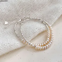 Saina 925 Silver Natural água doce Pérola Bracelete quebrada Feminino Instagram Blogger Redizens Mesmo estilo
