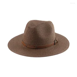 Шляпы пляжа Berets для женщин соломенная летняя солнце Панама твердое хаки черное белое защита от Gorras para mujer