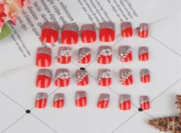 24pcs Set Нажатие на ногти свежее стиль цветы