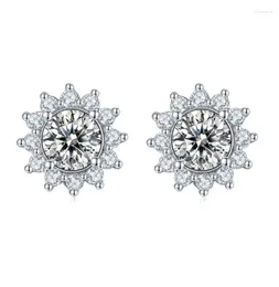 Kolczyki stadnorskie BoeyCjr 925 Silver Sunflower F Color 05ct Moissanite VVS Fine Jewelry Diamond Earring dla kobiet1096424