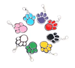 Feta di metallo etichetta per cani miscuglio Colori misti per cane PAW PENDANT CHIE CHIAVE PER PET WB23593476565