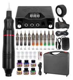 Kit de máquina de tatuagem profissional Fonte de alimentação de caneta rotativa completa com tinta para S 2207288672751