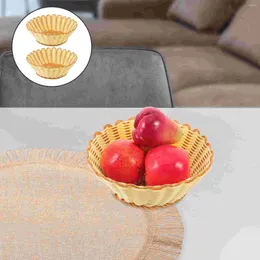 Conjuntos de utensílios de jantar 2pcs Simulação Rattan Snack Dish Plate Fruit Plate Basket para Restaurant Home
