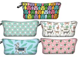 MPB008 Adorável Alpaca Girl Bag cosmético Nylon Sacos de lavagem colorida com zíper elegante entrega de bolsa pequena 3D Print8207331