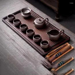 Çay Tepsileri Chaban Çin Tepsi Masa Gongfu Lüks Ahşap Bambu Vintage Damla Platosu De Hizmet Mutfak Aksesuarları