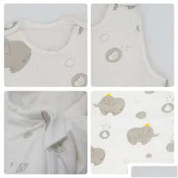 Sacos de dormir Bolsa de manga de bebê Spring Spring Fina Sleesess Sleeps Mack Kids de 1 a 2 anos Sleepwear Desenho de desenho animado elefante impressão anti-choque Dhz3a