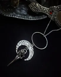 Morrigan Moon Crow Skull Necklace Gothic R Jewelery Pagan Celestial Witch Women Gift 2021 Pendant Fashion Long Necklaces2436881