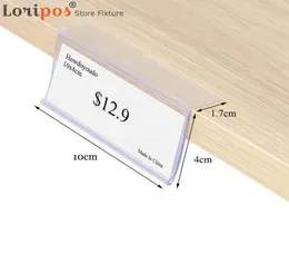 Plast PVC L Datastremsskylt Clip Bar Sticky Shelf Mounted Display Rack Label Holder Strip med duct tejp7842692