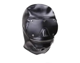 BDSM Sex Hood Head Mask Zippered Extreme Torture Bondage Restraints Blindfold fetish fantasies for Men Black Faux Leather GN3124007380858