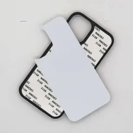 Casos de telefone de borracha macia de sublimação 2D em branco no atacado para iPhone 14 13 11 Pro Max 12 x Xr XS 6 7 8 Se espaços em branco com inserção de alumínio 0430