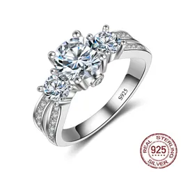 925 anel de prata esterlina Made threestone Zircon Stone Mulheres noivado Jóias de moda de casamento J0364464386