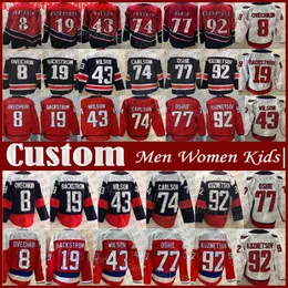 8 Alex Ovechkin TJ Oshie Washington Maglia da hockey Custom Capitals Nicklas Backstrom Evgeny Kuznetsov Tom Wilson Dylan Strome John Carlson Darcy Kuemper Nick Jensen