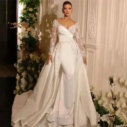 Luksusowe satynowe sukienki ślubne Dubai syrena