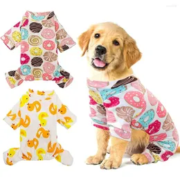 Dog Apparel Warm Pet Clothes Cotton Pajamas Yellow Duck Soft Material Stretchable Onesie Cat For Small Dogs