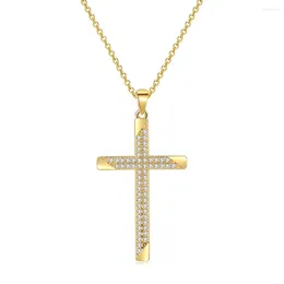 Hänghalsband Goth Cross Pendants Halsband för kvinnor Klassisk chokerkedja på nacken isad ut zirkonguldfärg krage smycken n051