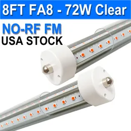 8 Foot LED Bulbs,72W 6500K 7200lm, T8 T10 T12 8ft LED Bulbs Fluorescent Light Replacement, FA8 Single Pin V Shaped LED Tube Light, Clear Cover usastock