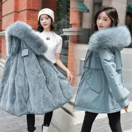 Frauen Trenchcoats 2024 Winterjacke Frauen Mode Parkas Mantel Wolle Liner Mit Kapuze Outwear Mit Pelzkragen Warme Kleidung