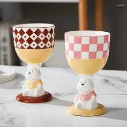 Tazze Simpatico cartone animato 3D Orso Calice Creativo fatto a mano in ceramica Tazza per bevande Dessert Coppa per gelato Home Holiday Party Decor Tazze Regalo